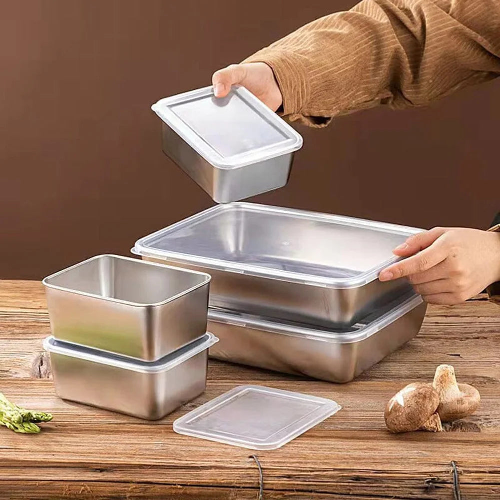 Stainless Steel Square Plate Thickened Lunch Bento Box