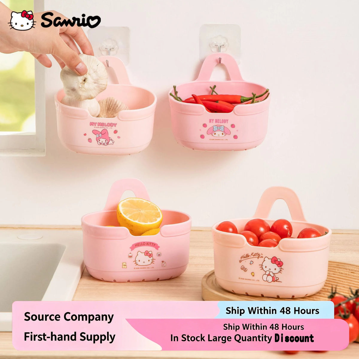 Sanrio Licensed Hanging Drain Basket Hello Kitty Melody
