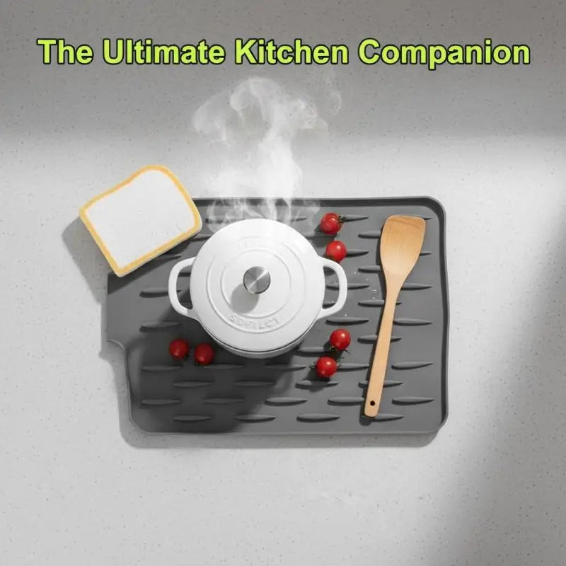 Silicone Dish Drying Mat Durable Tilted Water Drain