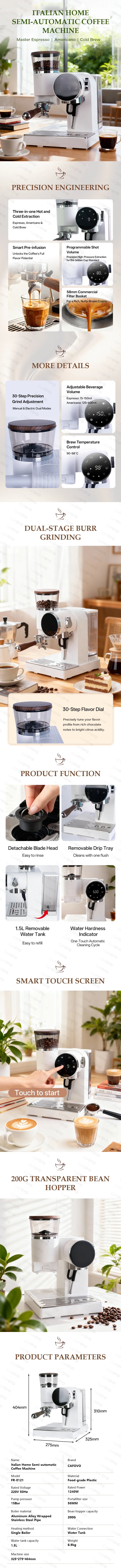 Cafovo Cg01 15 Bar 58mm Semi-Automatic Espresso Machine