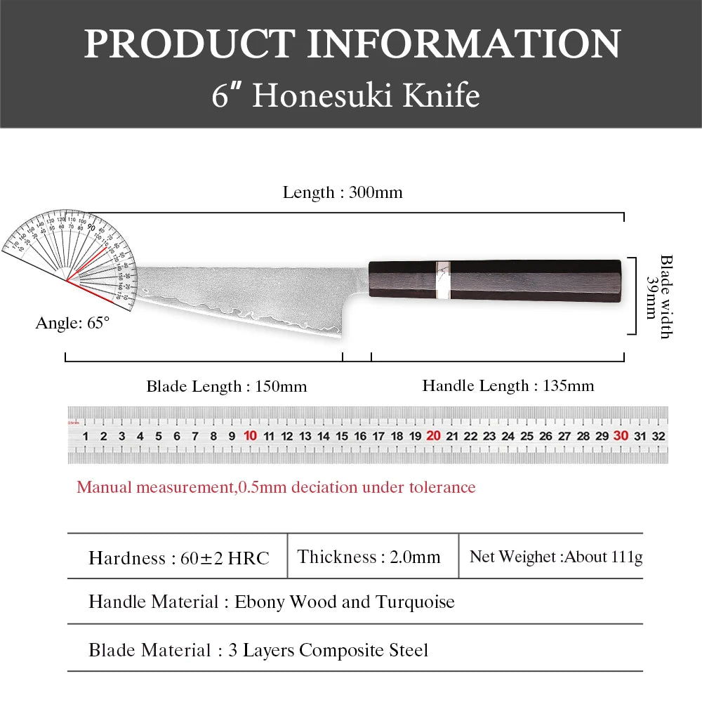 Mostodozo Honesuki Chef Knife Japanese Handmade Composite Steel