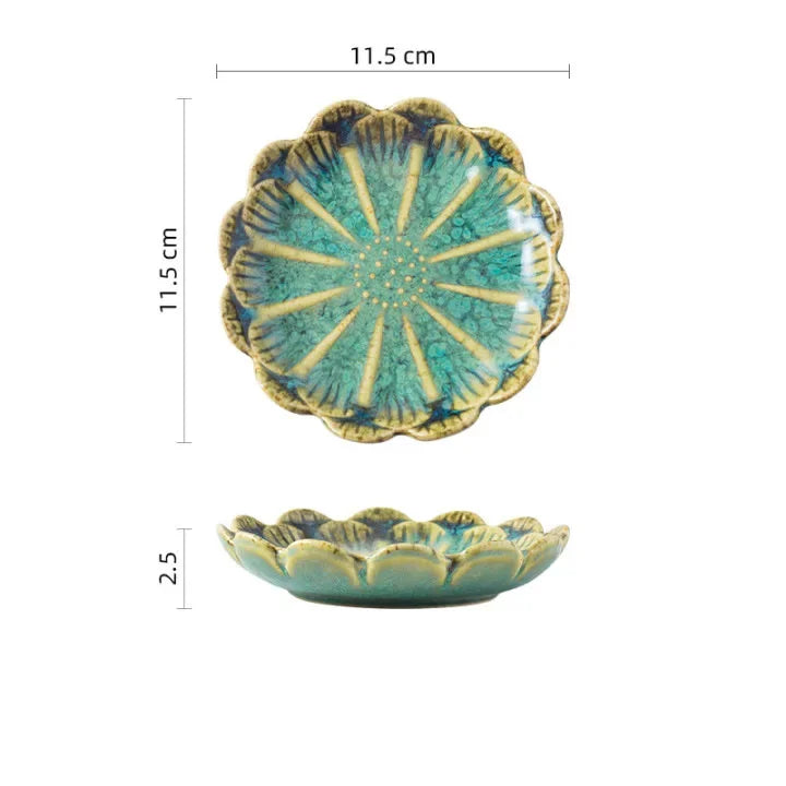 Japanese Ceramic Plate Retro Kiln Glaze Barbecue Mini
