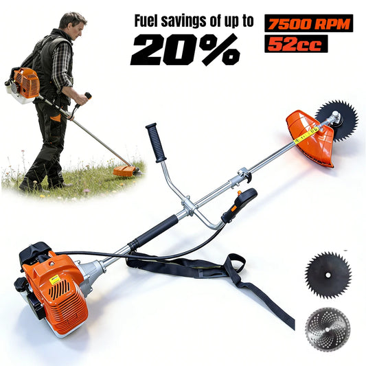 Stroke Gas Brush Cutter 7500rpm 52cc Grass Trimmer