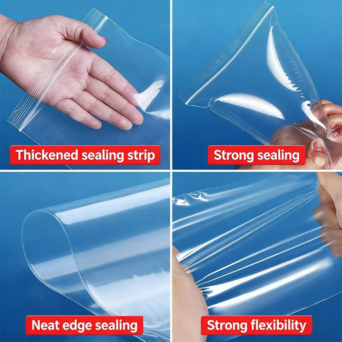100-600pcs Small Zip Lock Plastic Bags Reclosable Transparent
