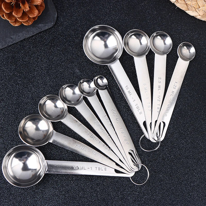 4/6/8pcs Stainless Steel Measuring Spoon Scale Baking Cooking