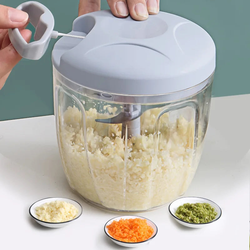 500/900ml Meat Mincer Garlic Chopper Hand Pull Press