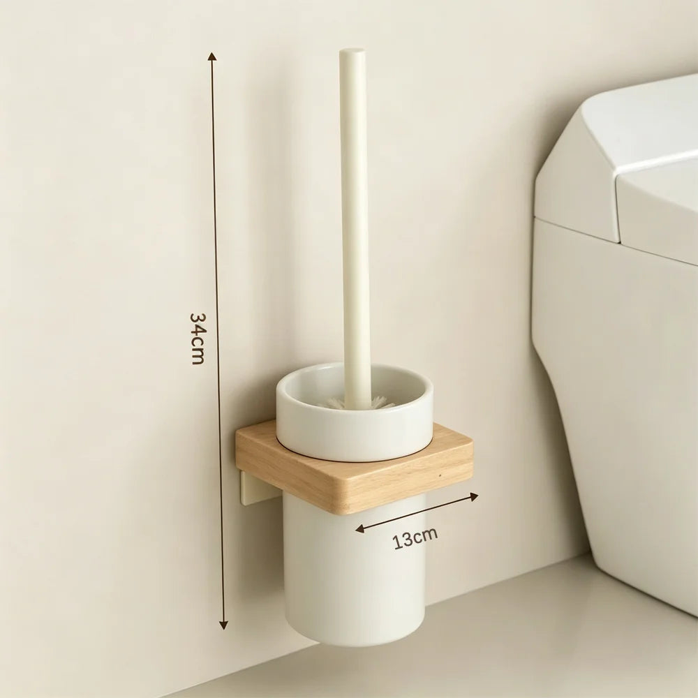 White Walnut Wood Bathroom Hardware Towel Rack Organizer