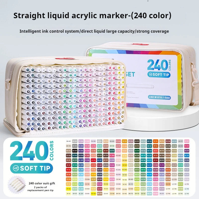 96/192/240/288 Colors Direct Liquid Acrylic Paint Pens Brush