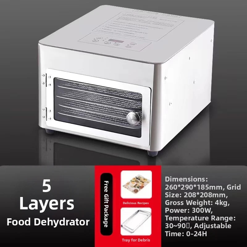Commercial Grade 5-Layer Food Dehydrator Stainless Steel Drying
