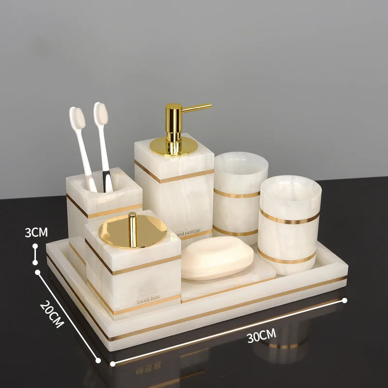 White Onyx Natural Marble Bathroom Gold Luxury Soap