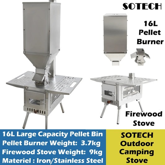 Pellet Burner 16l Storage Capacity Stainless Steel Firewood