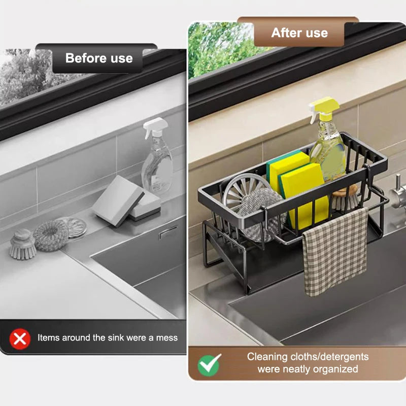 1pc Sponge Drainer Rack Stainless Organizer Bathroom Sink