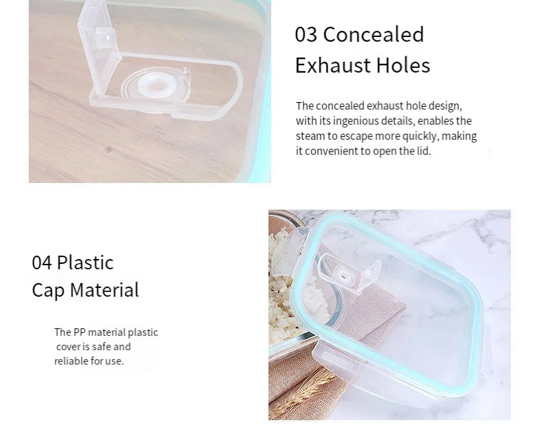 Transparent Glass Food Storage Container Heat Resistant Microwave