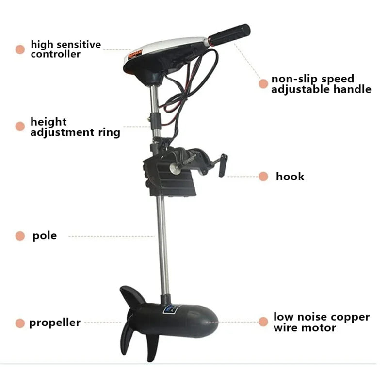 Thrust 45/55/65lbs 12v Electric Motor Outboard Engine Brush