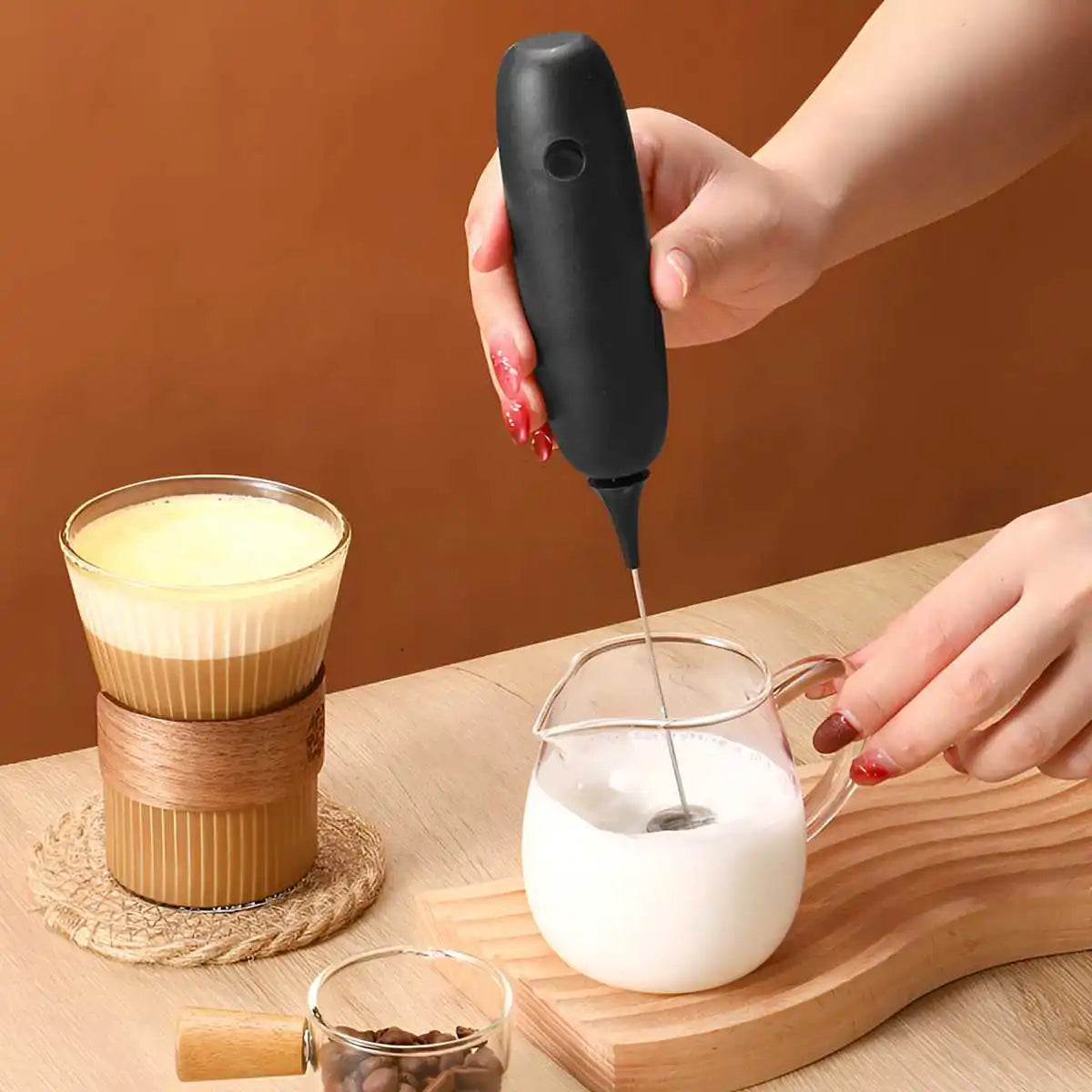 Electric Milk Frother Handheld Automatic Foam Maker Coffee