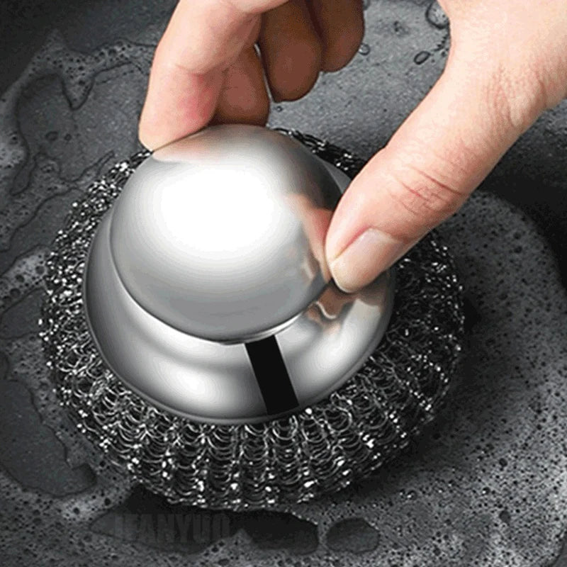 Stainless Steel Pot Brush Handle Metal Ball Dishwashing