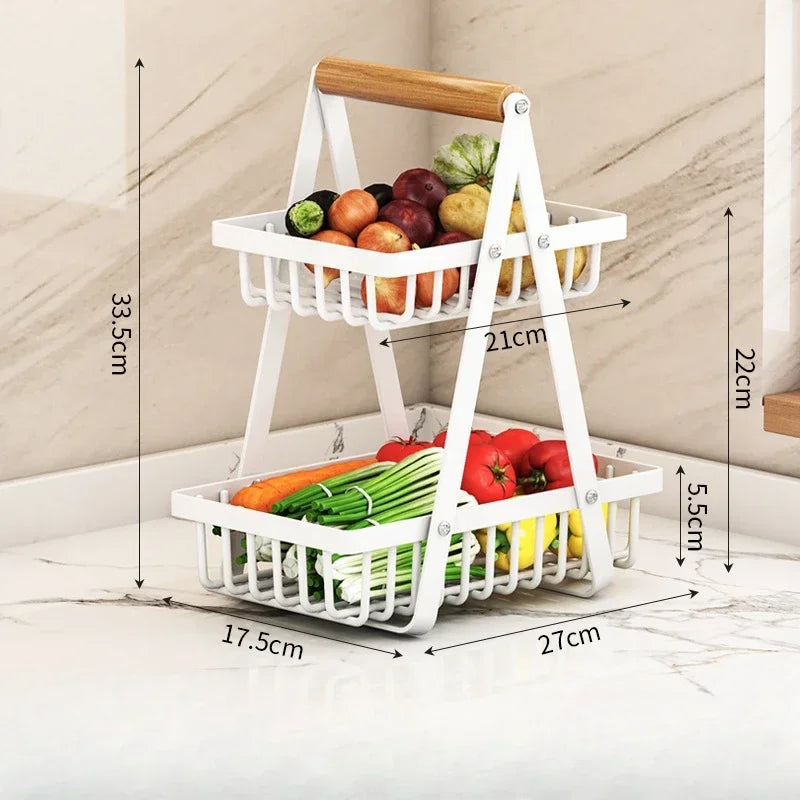 2/3 Tiers Countertop Fruit Basket Fruit Bowl Basket