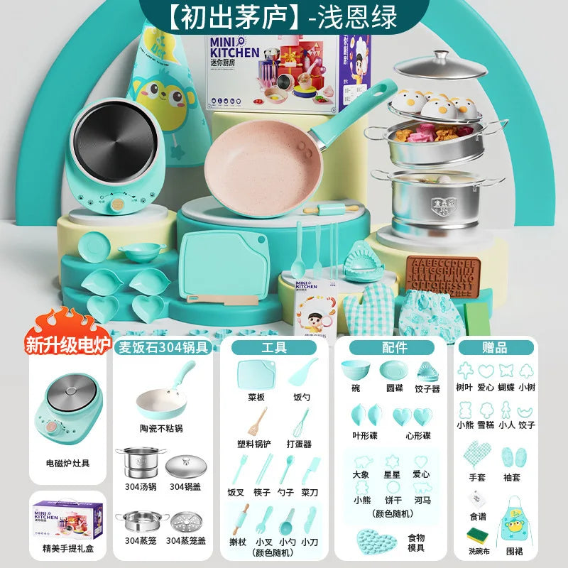 Mini Kitchenette Real Cooking Full Of Cooking Utensils