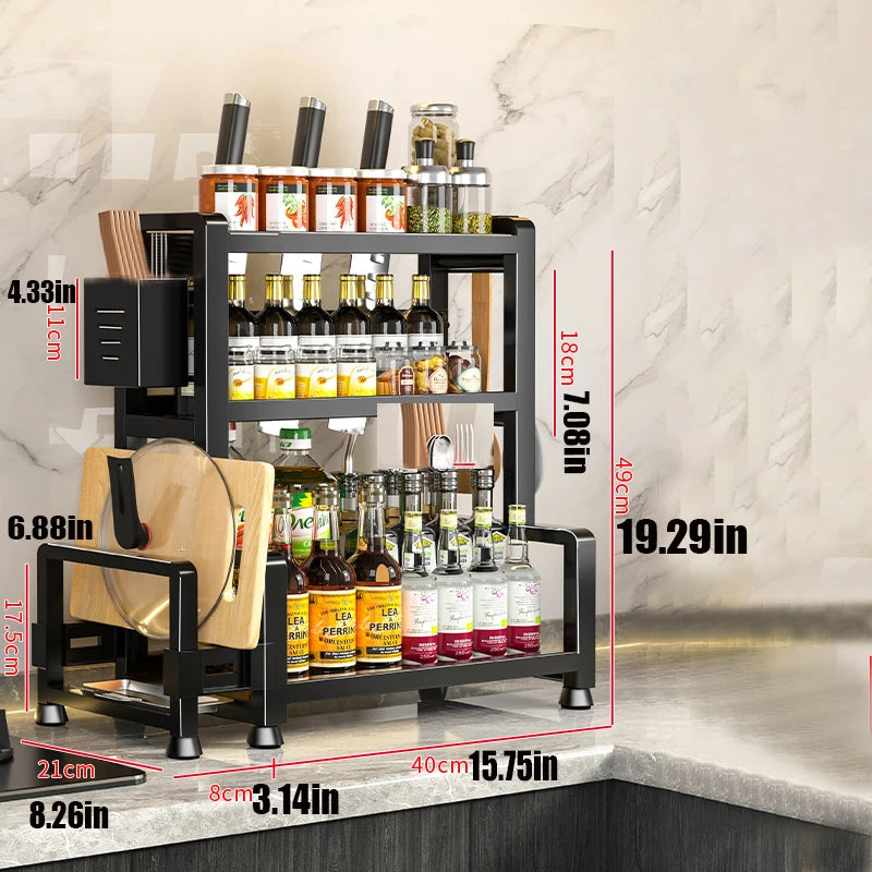 2-3 Tier Adjustable Metal Spice Rack Storage Box
