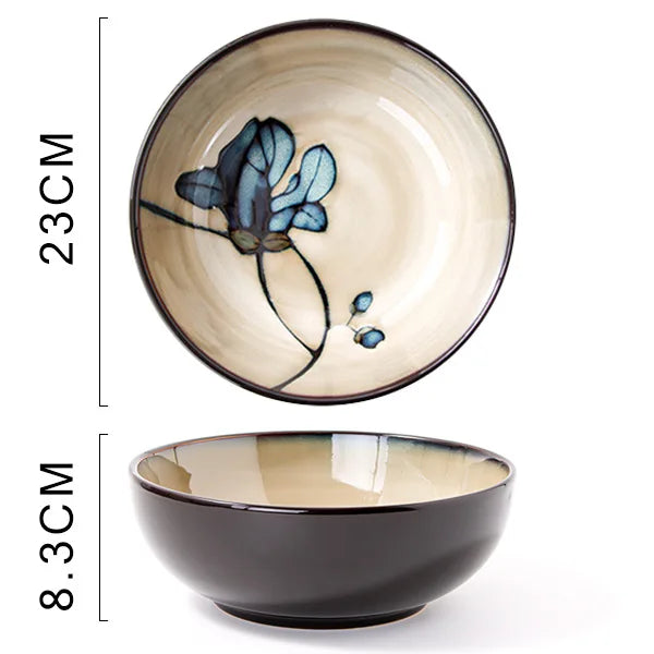 Ceramic Hand-Painted Flowers Creative Dish Plate Japanese