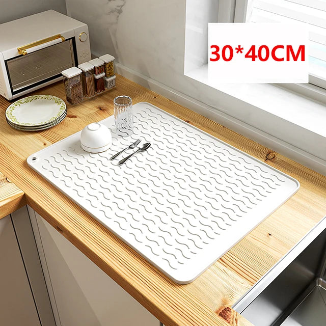 Dish Drying Mat Counter Silicone Drain Pad Heat-Resistant