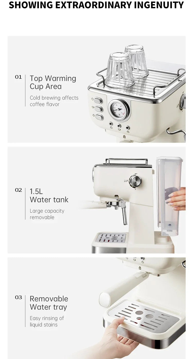 220v Italian Espresso Coffee Machine Stainless Steel Coffee