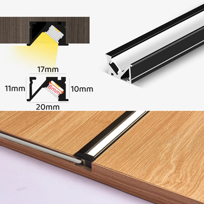5m/1m/Pcs Invisible Led Recessed Aluminum Profile Hidden