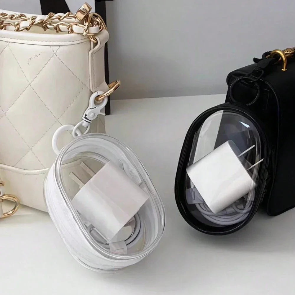 Mini Transparent Storage Bag Zipper Headphone Charger Case