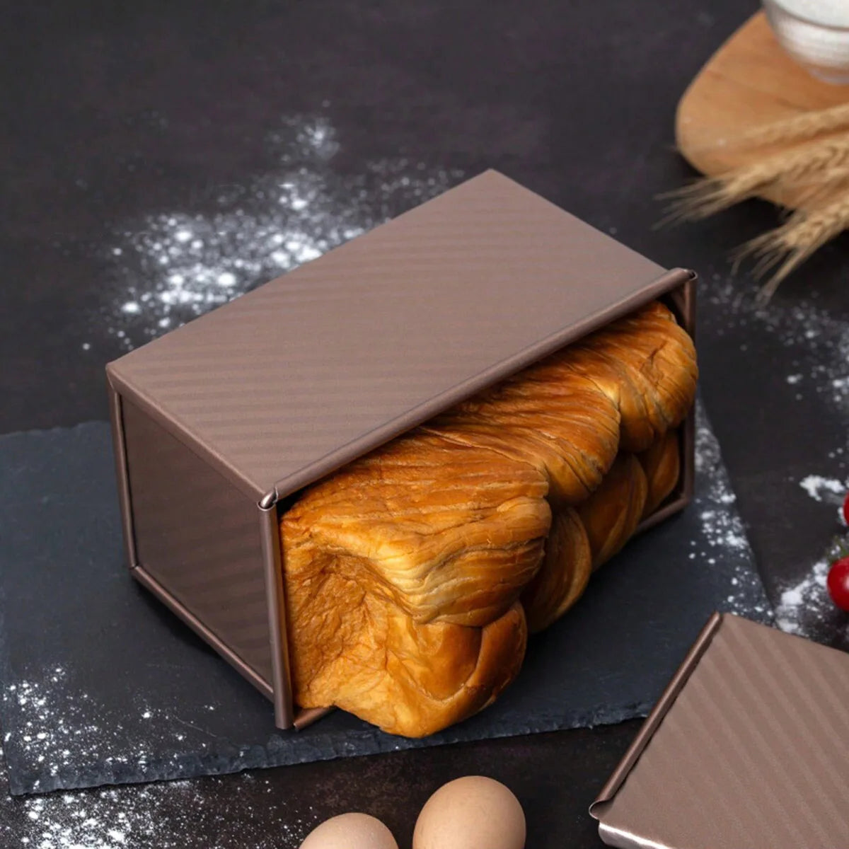 1pc Golden Loaf Pan Lid - Non-Stick Rust