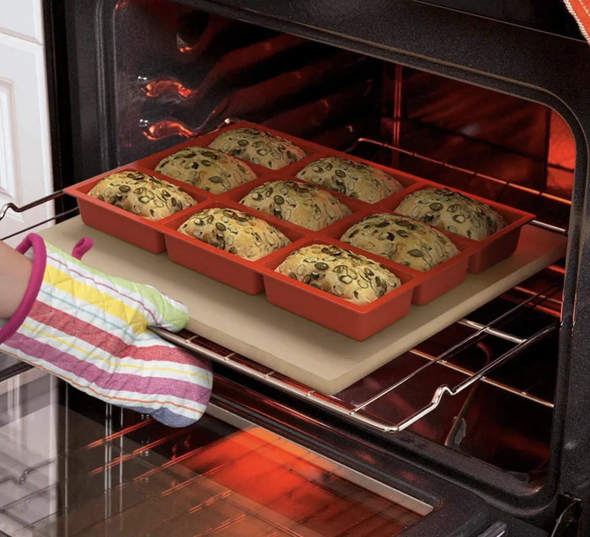 Big 9-Cavity Silicone Mini Loaf Pan -Nonstick Easy