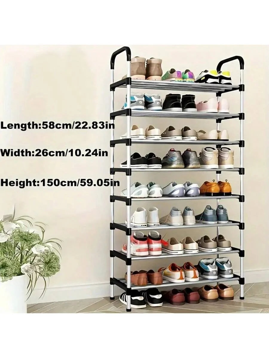 Shoe Rack Multi-Layer Dustproof Door Black Shoe Cabinet