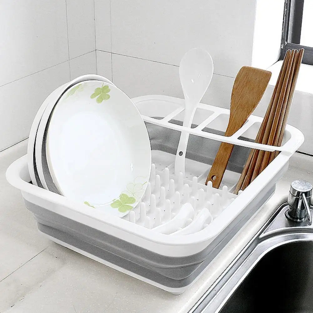 Foldable Silicone Dish Rack Sink Countertop Drainer Basket