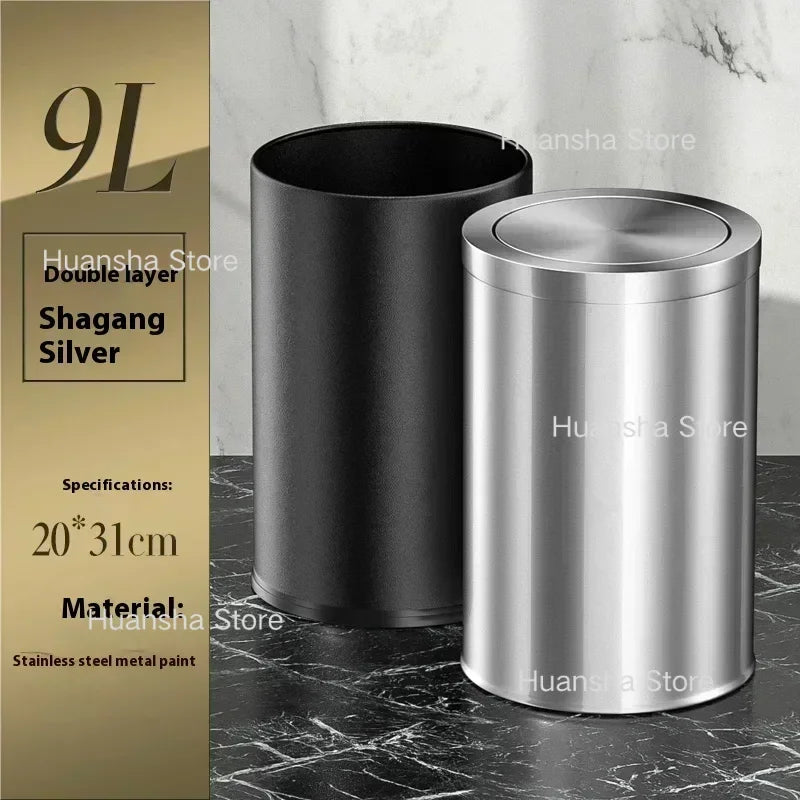 Stainless Steel Trash Can Gold Bathroom Bedroom Recycle