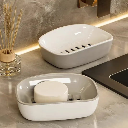 1pc Soap Dish Double-Layer Drainage Automatic Drain Easy