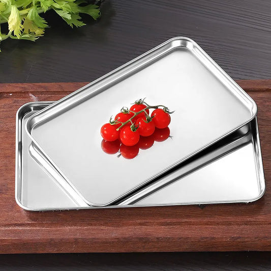 1pc Stainless Steel Vermicelli Dish Thickened Rectangular Flat