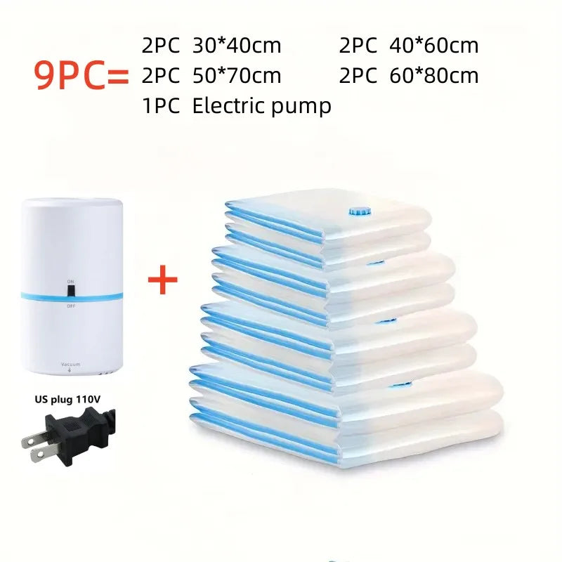 7/9 Pc Compression Bag Electric Pump Travel Vacuum