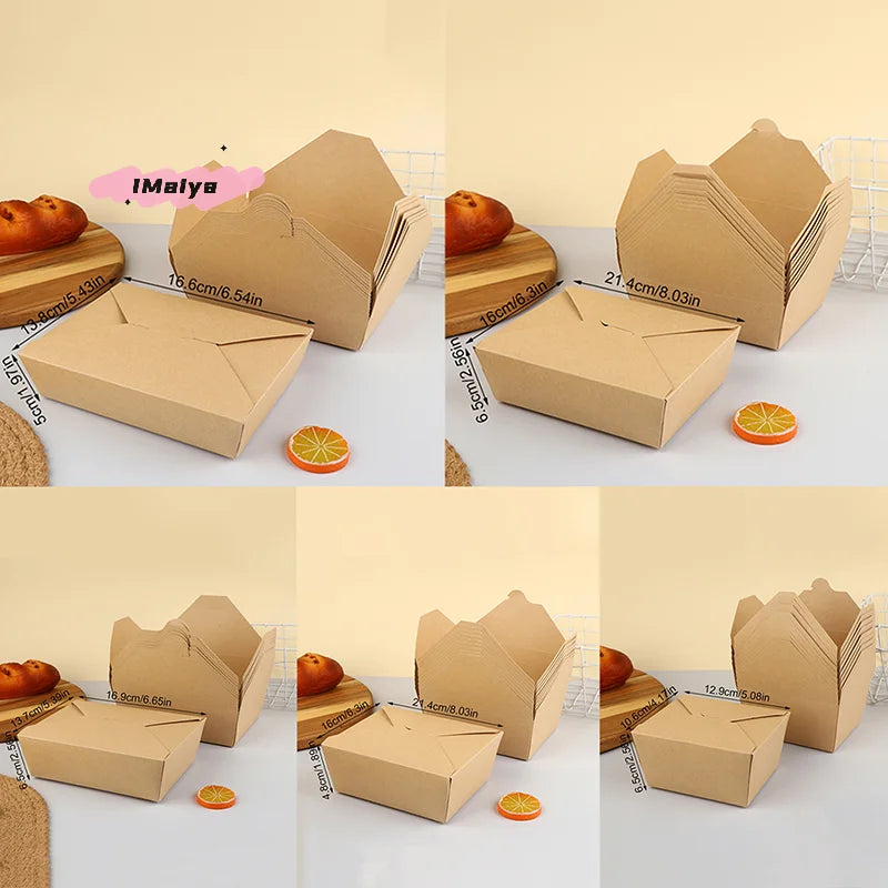 10pcs Disposable Fast Food Boxes Thickened Kraft Paper