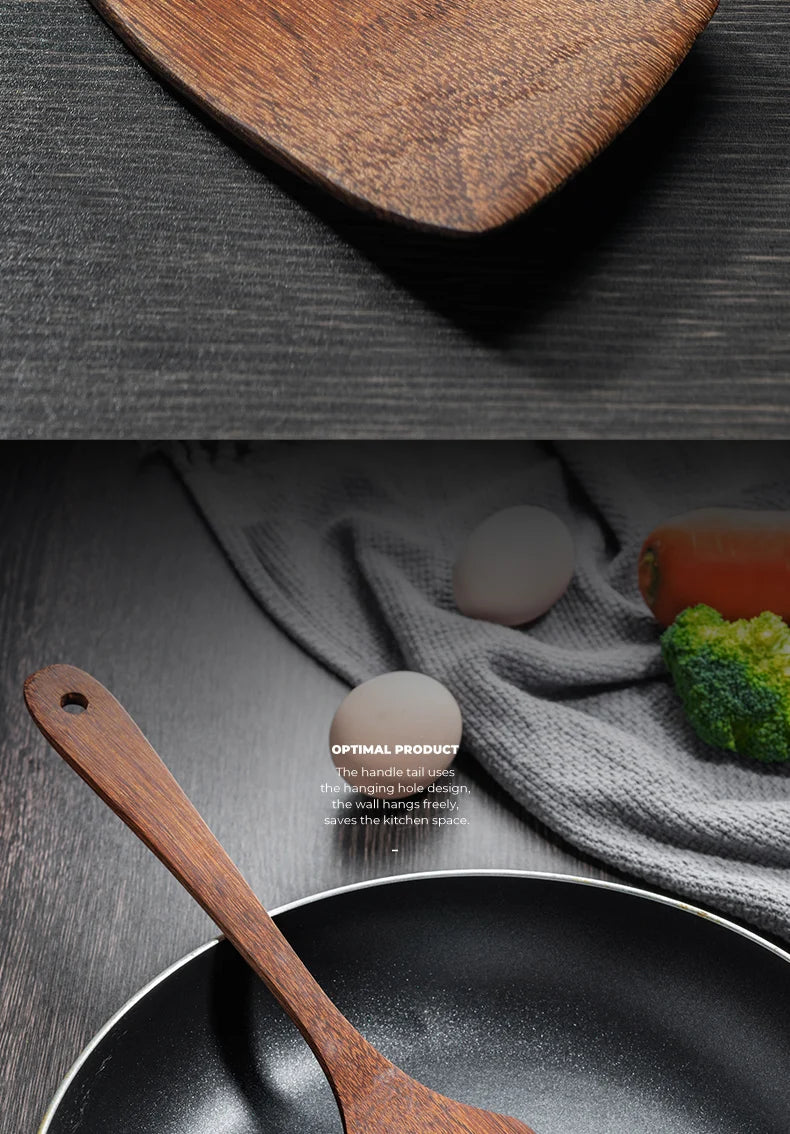 Utensils Non-Stick Cookware Wooden Handle Soup Spoon Spatula