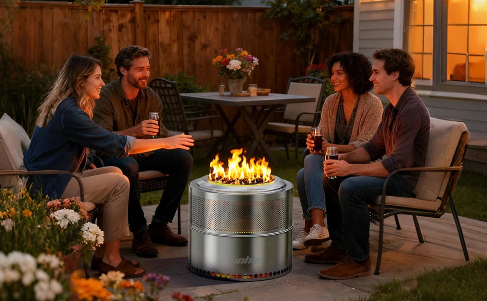 Wood Burning Firepit Large Stainless Steel Smokeless Fire