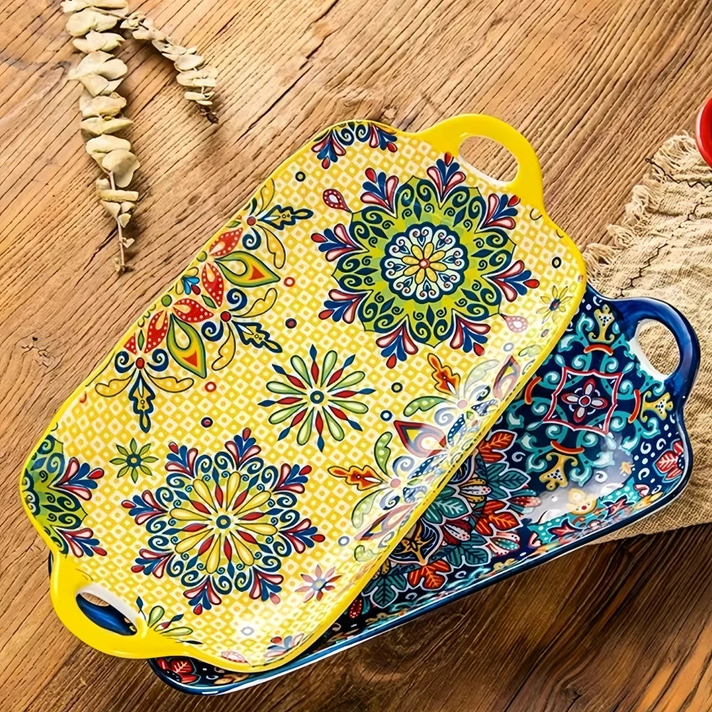 1pc Bohemian Style Ceramic Fish Dish Handle 12