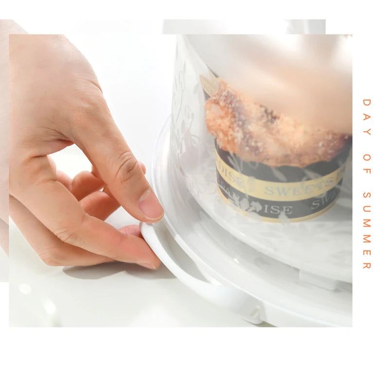 Plastic Round Cake Box Carrier Handle Pastry Storage