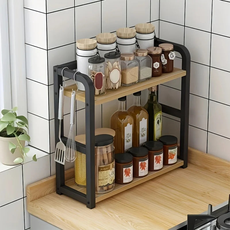 1pc 2-Tier Metal Countertop Shelf - Space Saving