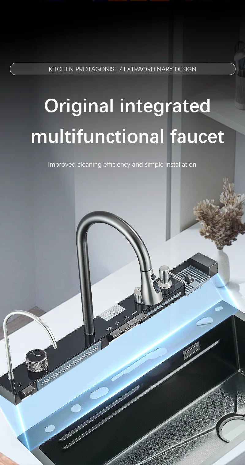 Grey Stainless Steel Digital Sink Cold Pull Out