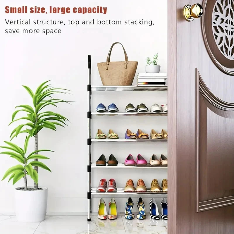 Shoe Rack Multi-Layer Dustproof Door Black Shoe Cabinet