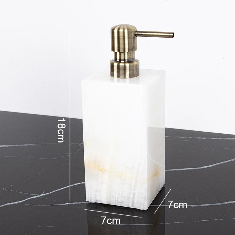 White Onyx Natural Marble Bathroom Luxury Soap Dispenser