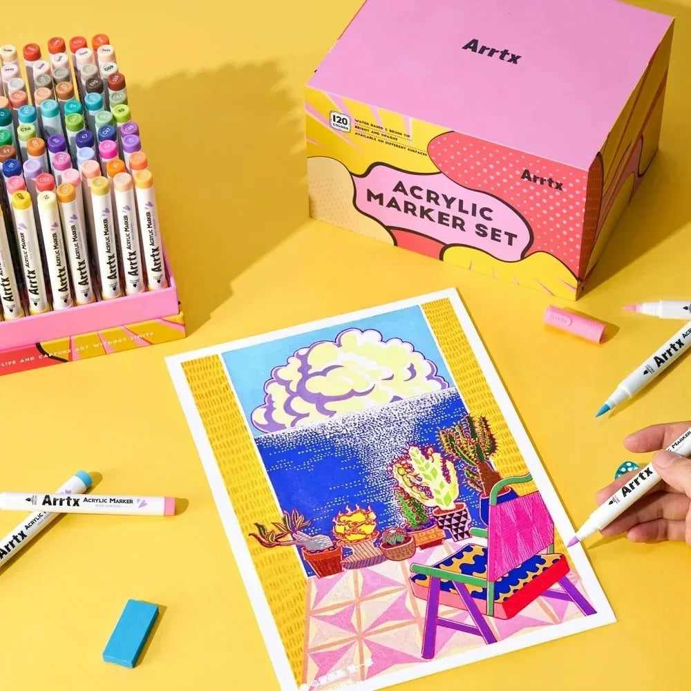 Arrtx Acrylic Markers 120 Colors Brush Tip Paint