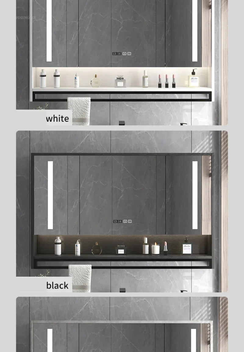 Smart Bathroom Mirror Cabinets Wall-Mounted Backlight Anti-Fog