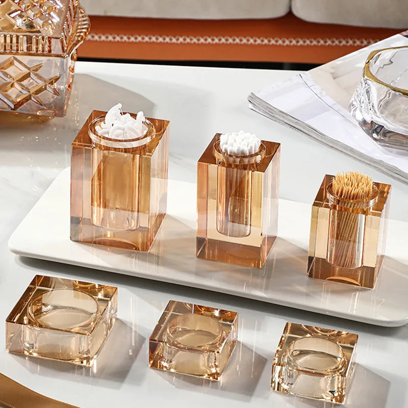 Luxury Crystal Glass Toothpick Box Barrel Dining Table