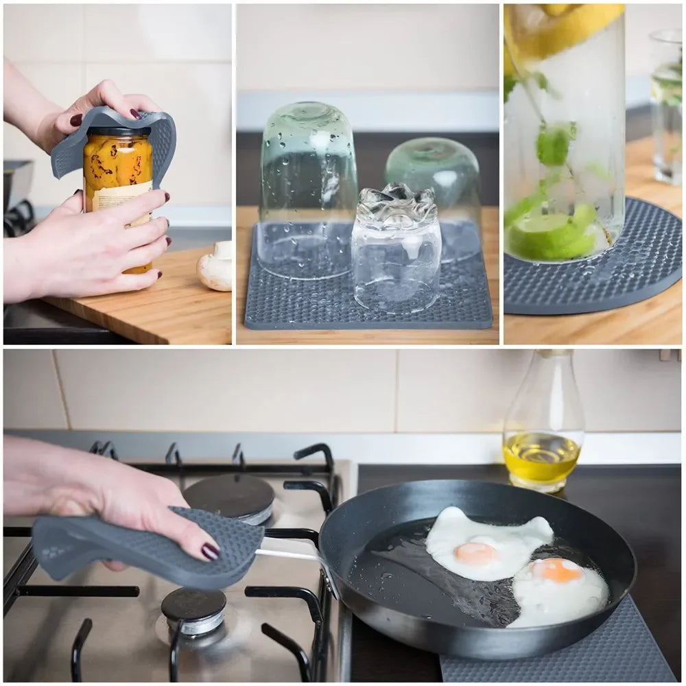 4pcs Silicone Mats Pot Holders Drying Mat Potholders