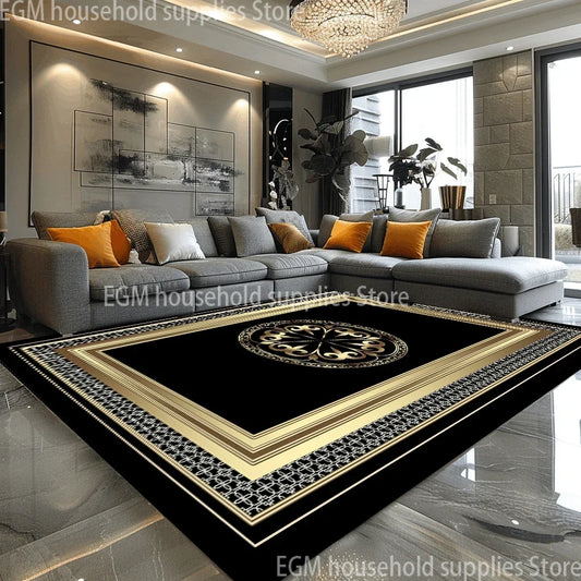 European Style Luxury Large Rugs Living Room Black